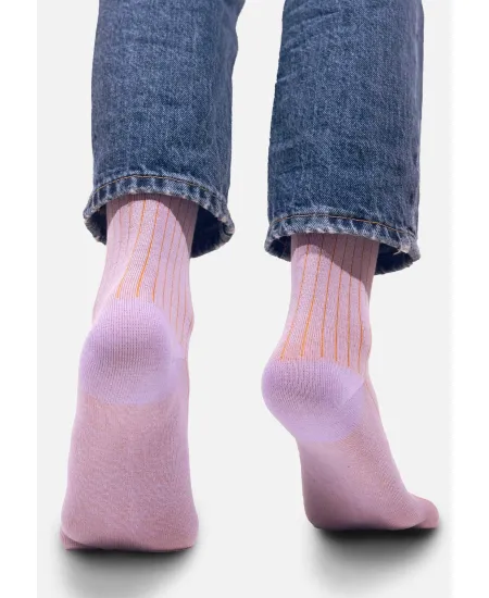 Classic lilac organic cotton suit socks with red elastane
