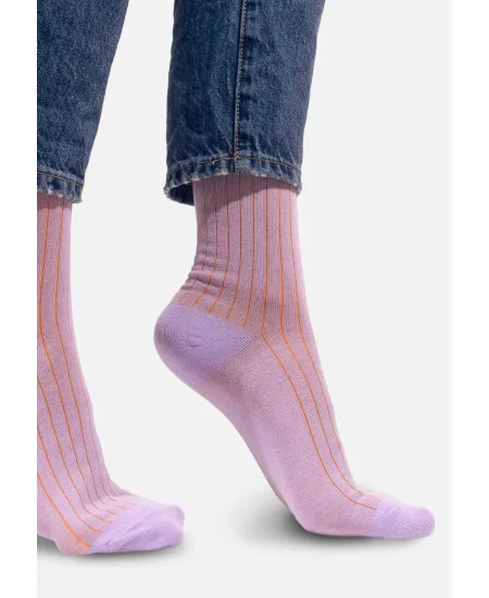 Classic lilac organic cotton suit socks with red elastane