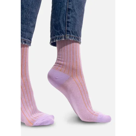 Classic lilac organic cotton suit socks with red elastane