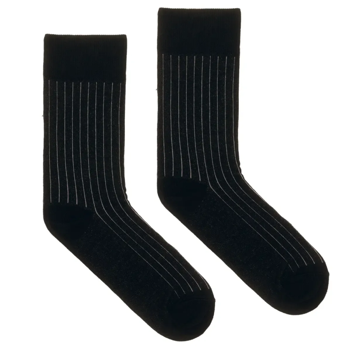 Classic black organic cotton suit socks with grey elastane