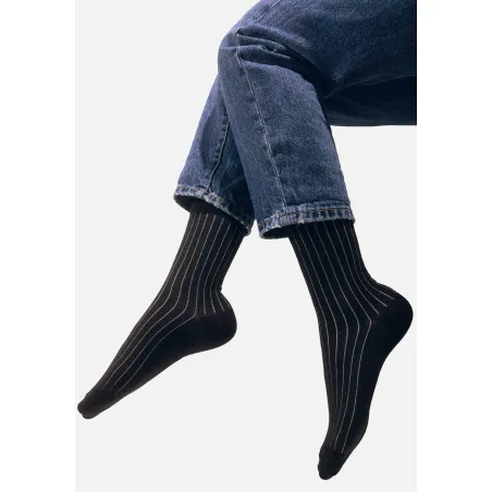 Classic black organic cotton suit socks with grey elastane