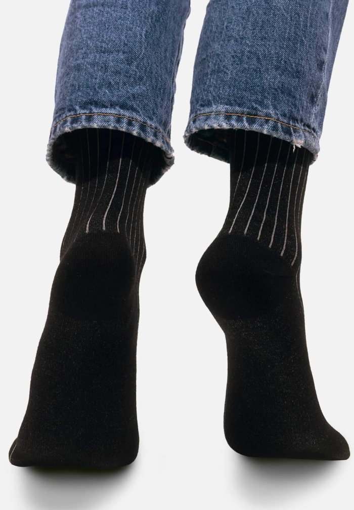Classic black organic cotton suit socks with grey elastane