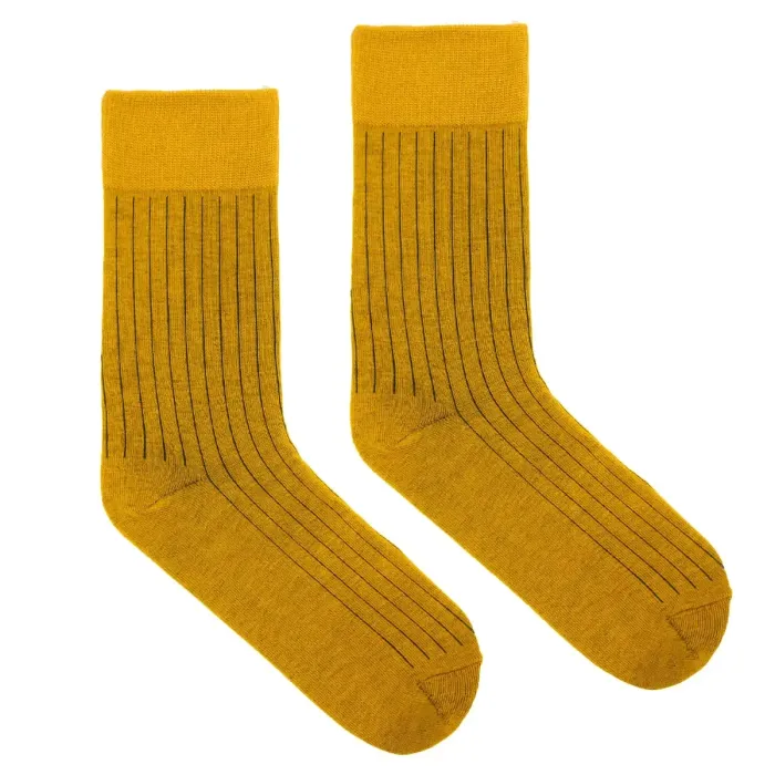 Skarpetki z bawełny organicznej khaki w beżowy prążek