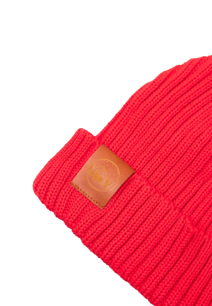Red tulip organic cotton alkatraz beanie
