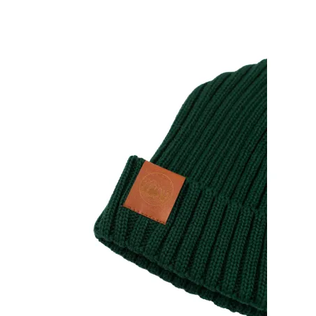 Bottle green organic cotton alkatraz beanie