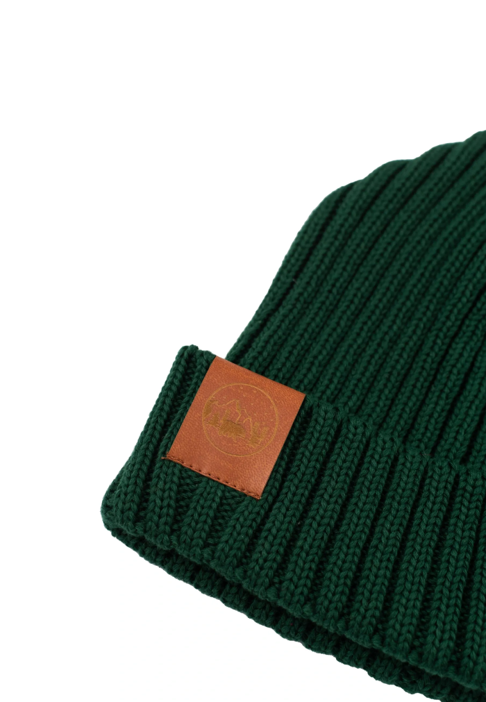 Bottle green organic cotton alkatraz beanie