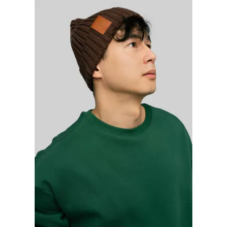Brown organic cotton alkatraz beanie