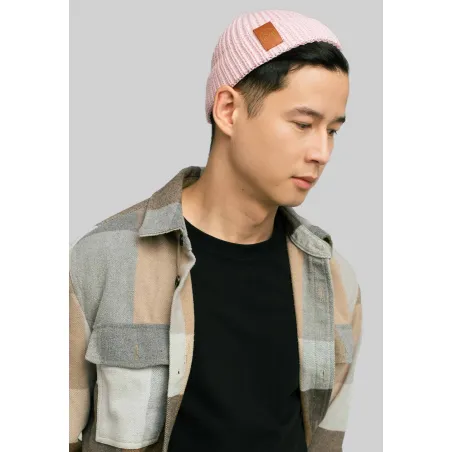 Light pink organic cotton burglar beanie