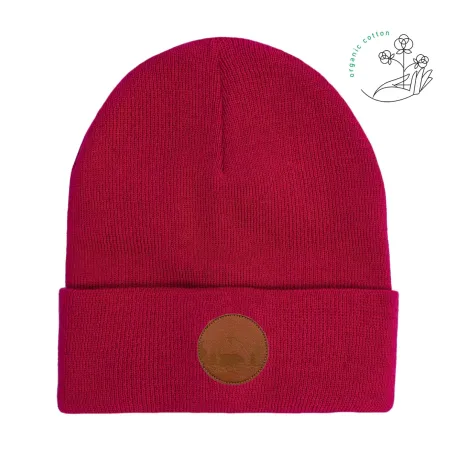 Raspberry red organic cotton classic beanie