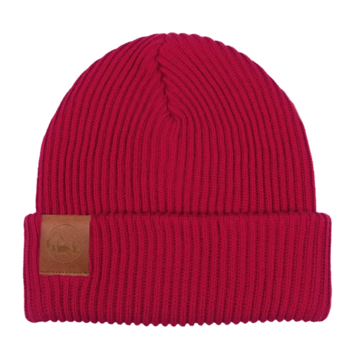 Raspberry red organic cotton winter beanie