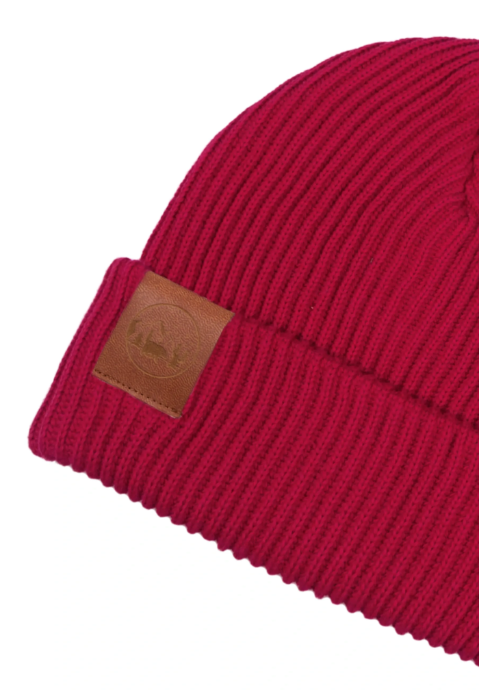 Raspberry red organic cotton winter beanie