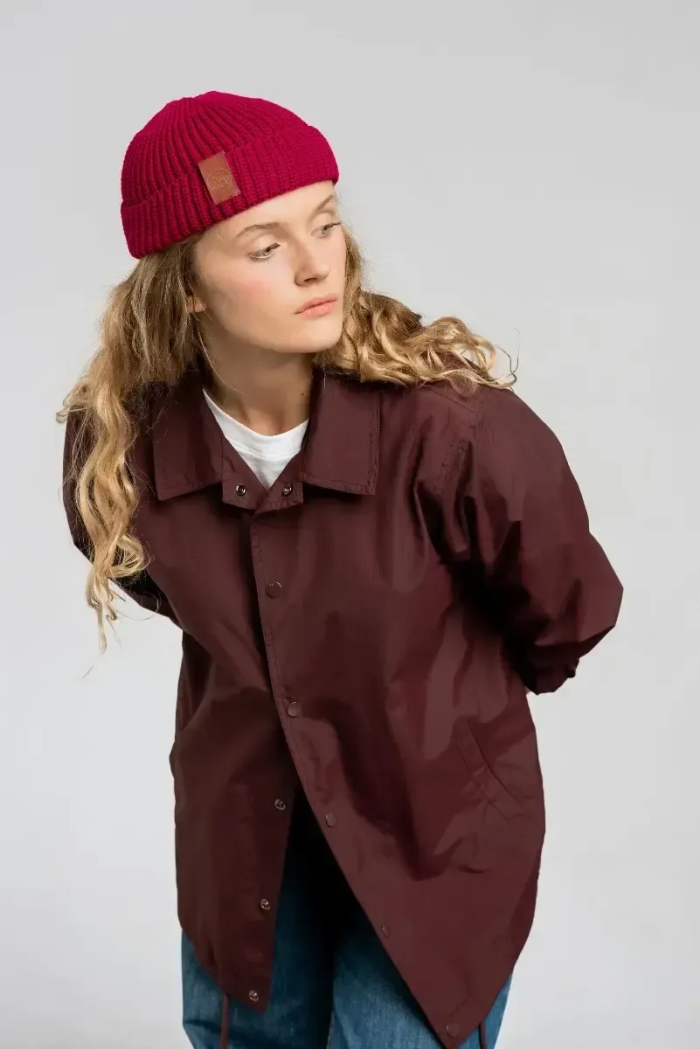 Raspberry red organic cotton burglar beanie