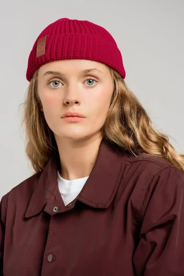 Raspberry red organic cotton burglar beanie