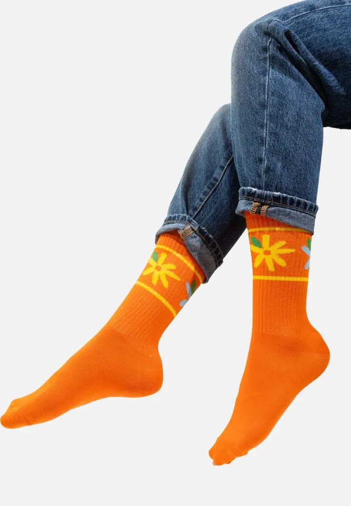 Skarpetki sportowe z bawełny organicznej Kwiatki