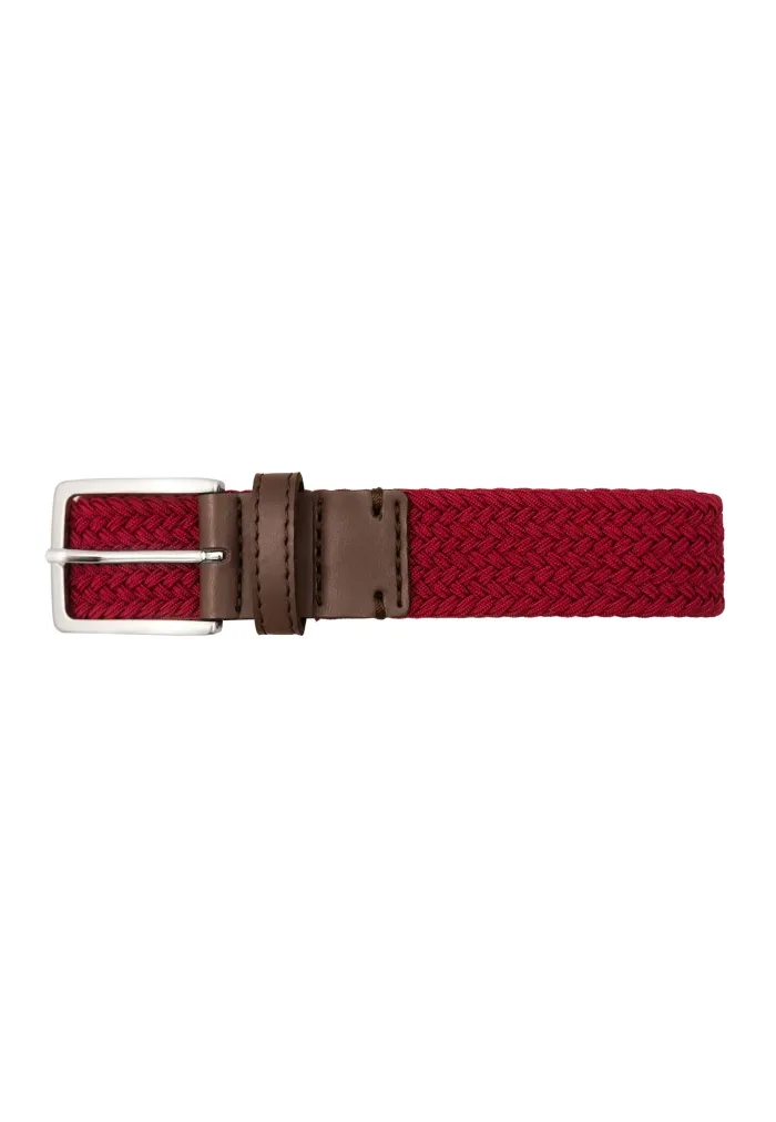 Recycled woven belt burgundy