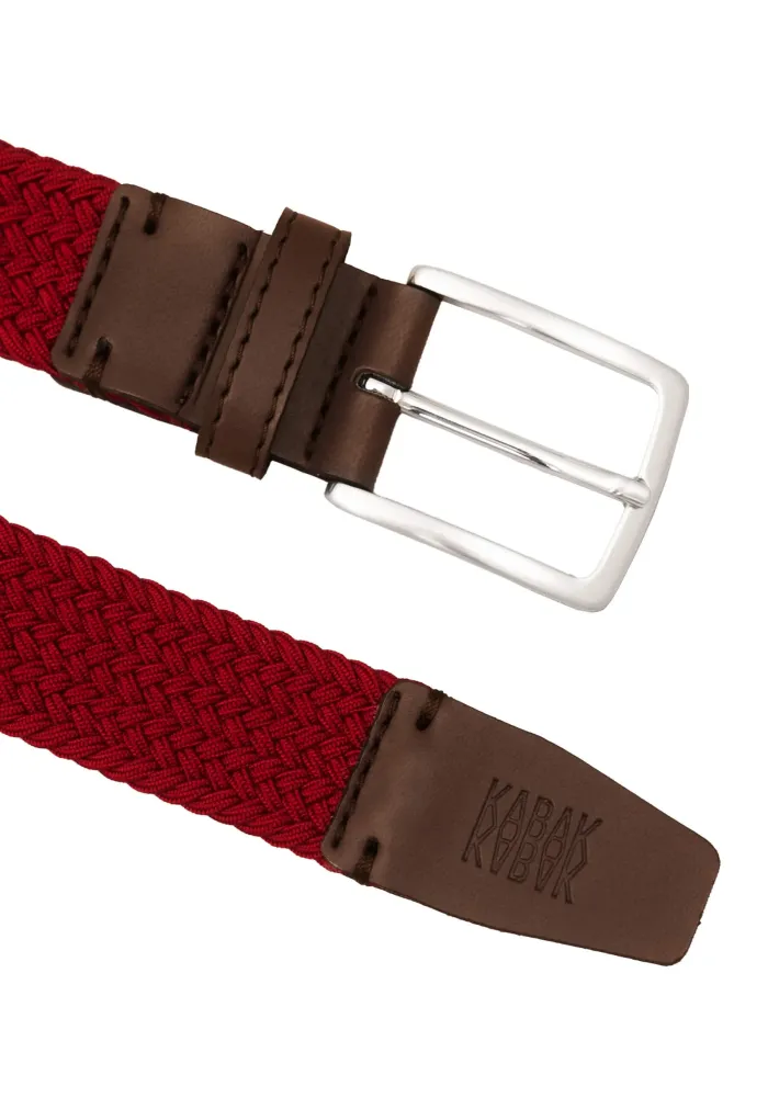 Recycled woven belt burgundy