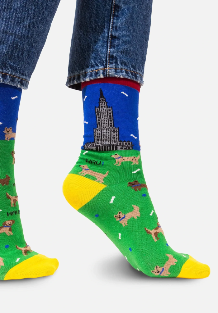 Socks organic cotton Palace of Culture with Dogs