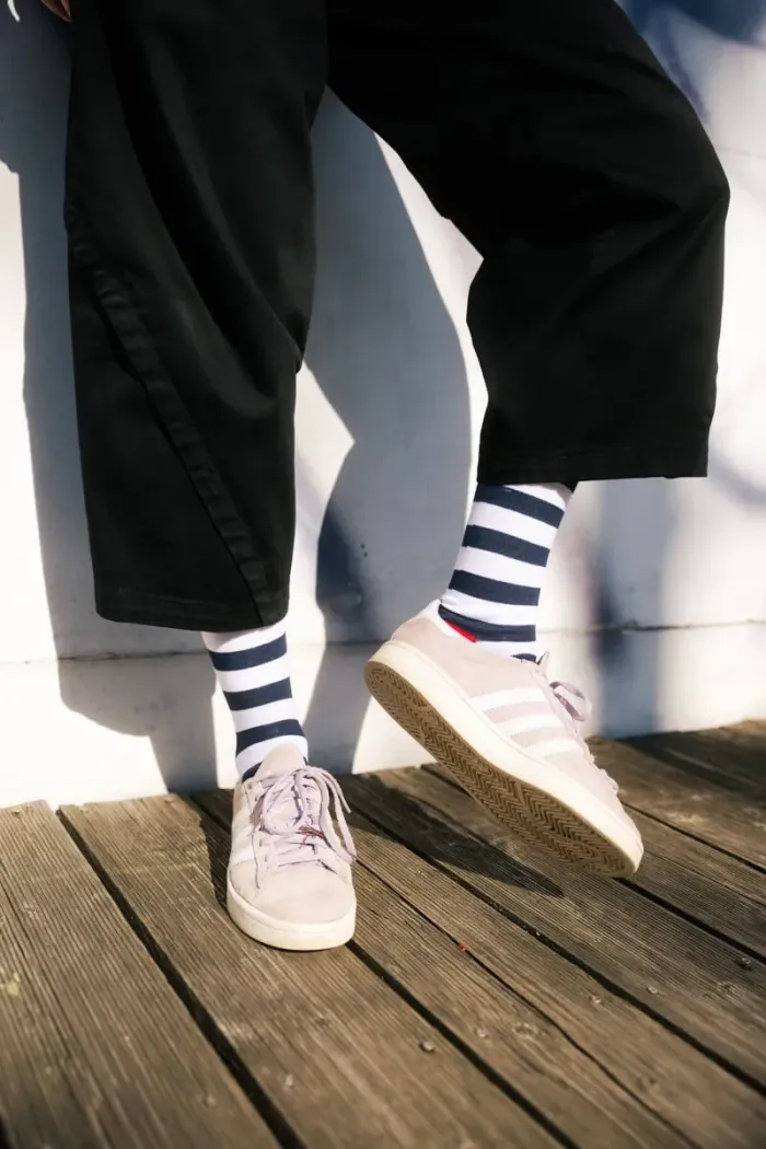 Skarpetki z bawełny organicznej Marynarskie Paski