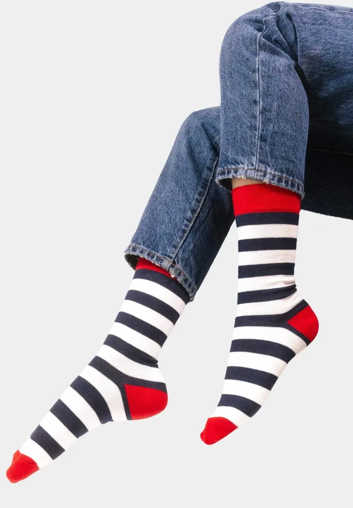 Skarpetki z bawełny organicznej Marynarskie Paski