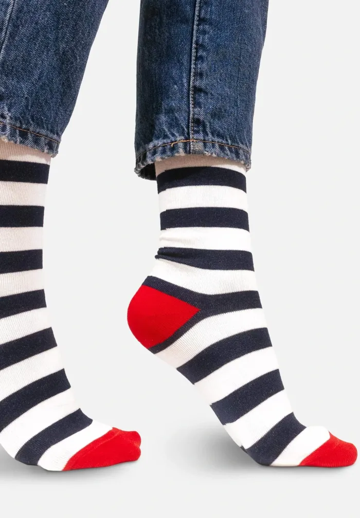 Skarpetki z bawełny organicznej Marynarskie Paski