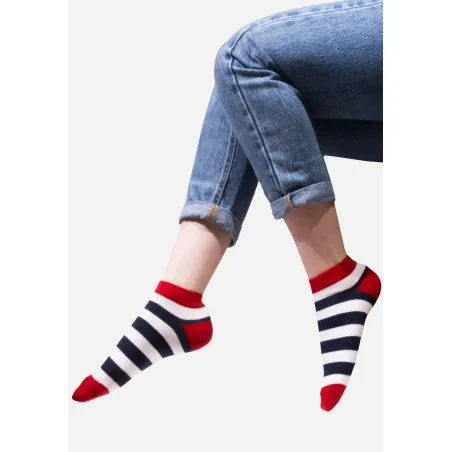 Organic Cotton Ankle Socks with Sailor Stripes