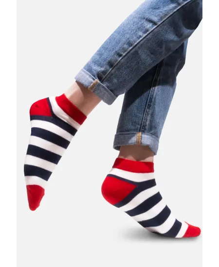 Organic Cotton Ankle Socks with Sailor Stripes