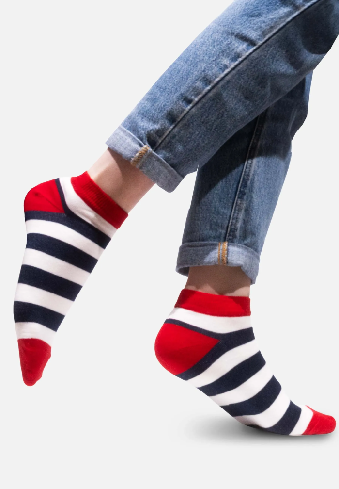 Organic Cotton Ankle Socks with Sailor Stripes