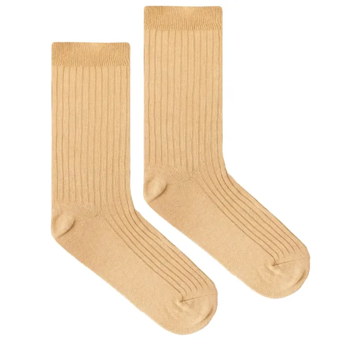 Skarpetki beżowe z bawełny organicznej w szeroki prążek
