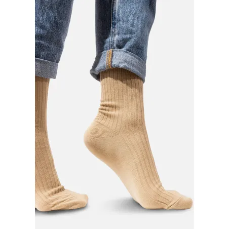 Beige socks made of organic cotton with wide stripes