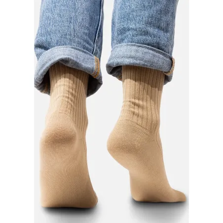 Beige socks made of organic cotton with wide stripes