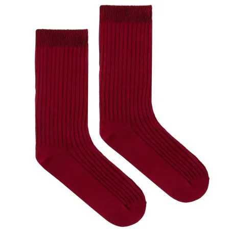 Burgundy socks made of organic cotton with wide stripes