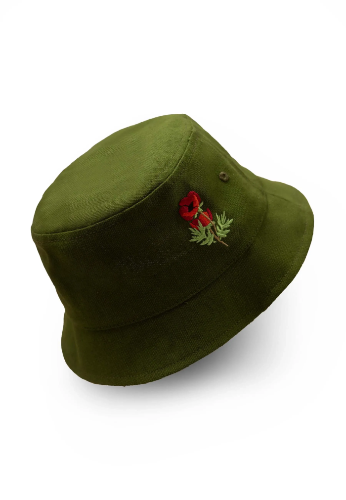Bucket hat green Poppy KABAK x Kombinat Konopny