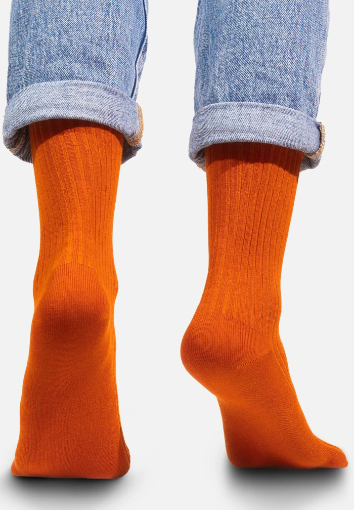 Ginger socks made of organic cotton with wide stripes