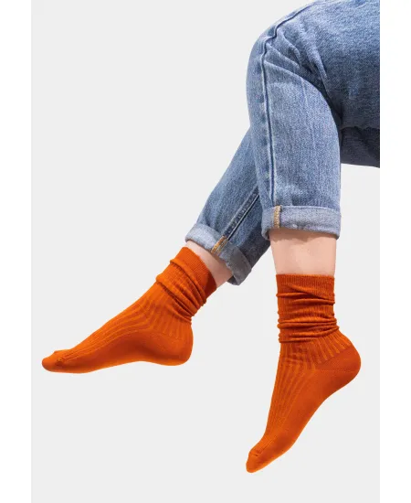 Ginger socks made of organic cotton with wide stripes