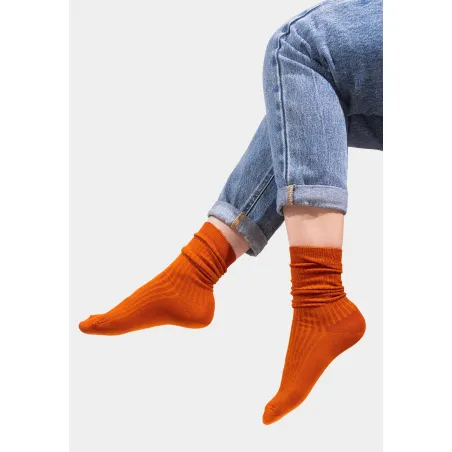 Ginger socks made of organic cotton with wide stripes