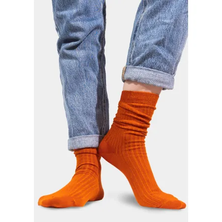 Ginger socks made of organic cotton with wide stripes