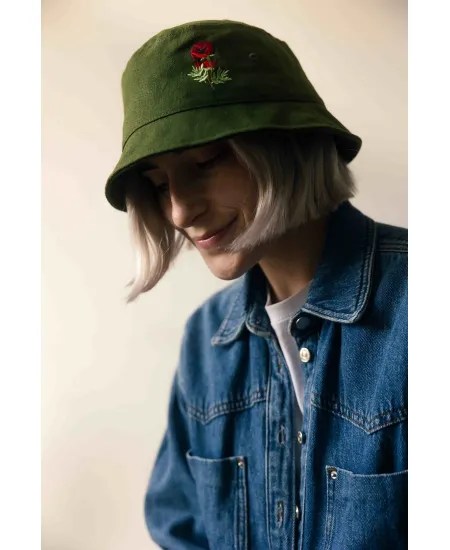 Bucket hat green Poppy KABAK x Kombinat Konopny