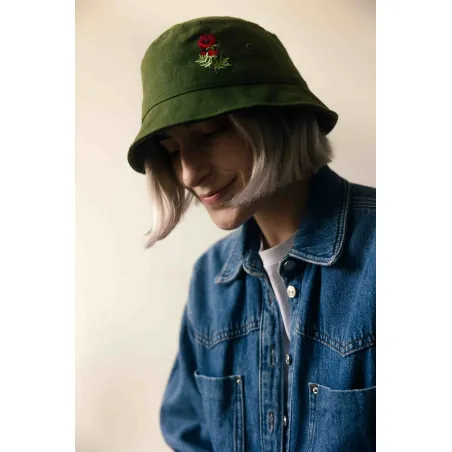 Kapelusz bucket hat Mak zielony KABAK x Kombinat Konopny
