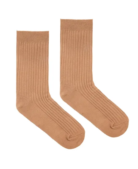 Light brown socks made of...