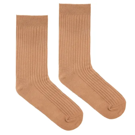 Light brown socks made of organic cotton with wide stripes