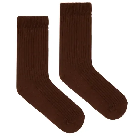 Brown socks made of organic cotton with wide stripes