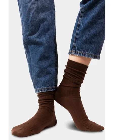 Brown socks made of organic cotton with wide stripes