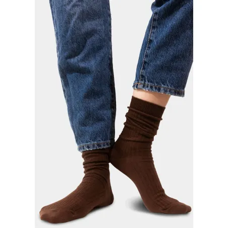 Brown socks made of organic cotton with wide stripes