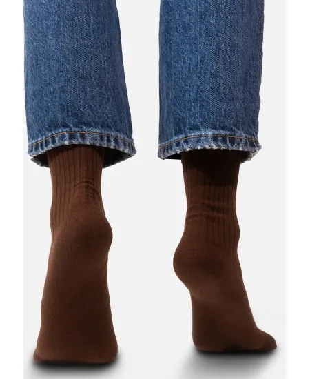 Brown socks made of organic cotton with wide stripes