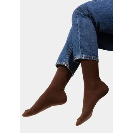 Brown socks made of organic cotton with wide stripes