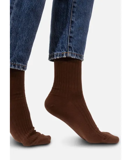 Brown socks made of organic cotton with wide stripes
