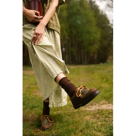 Brown socks made of organic cotton with wide stripes