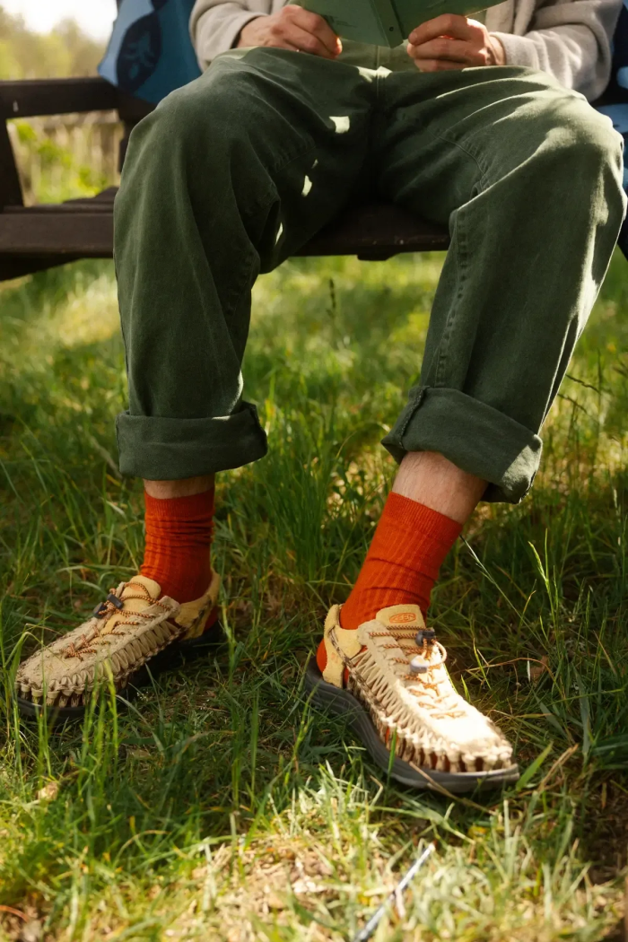 Ginger socks made of organic cotton with wide stripes