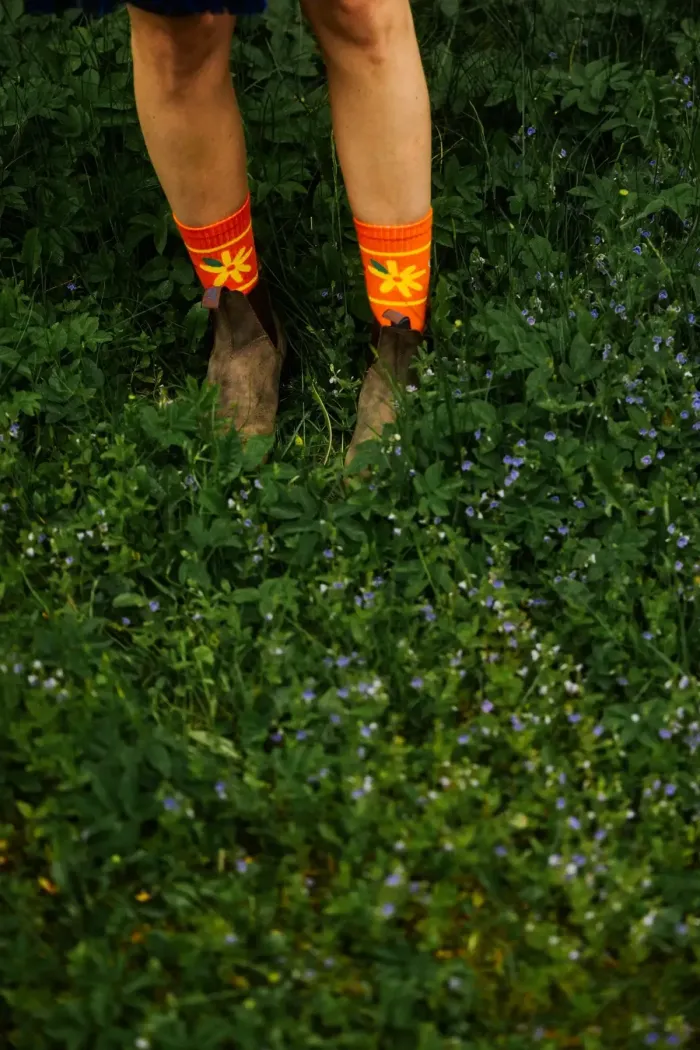 Skarpetki sportowe z bawełny organicznej Kwiatki