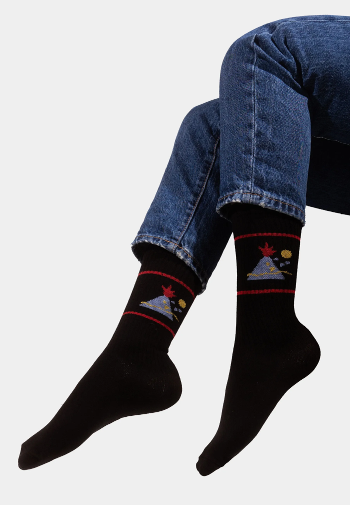 Sport organic cotton socks with Volcano
